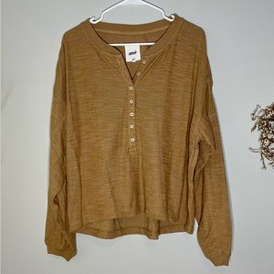 Aerie medium weight sweater cute sleeves button down Henley size L **FINAL PRICE